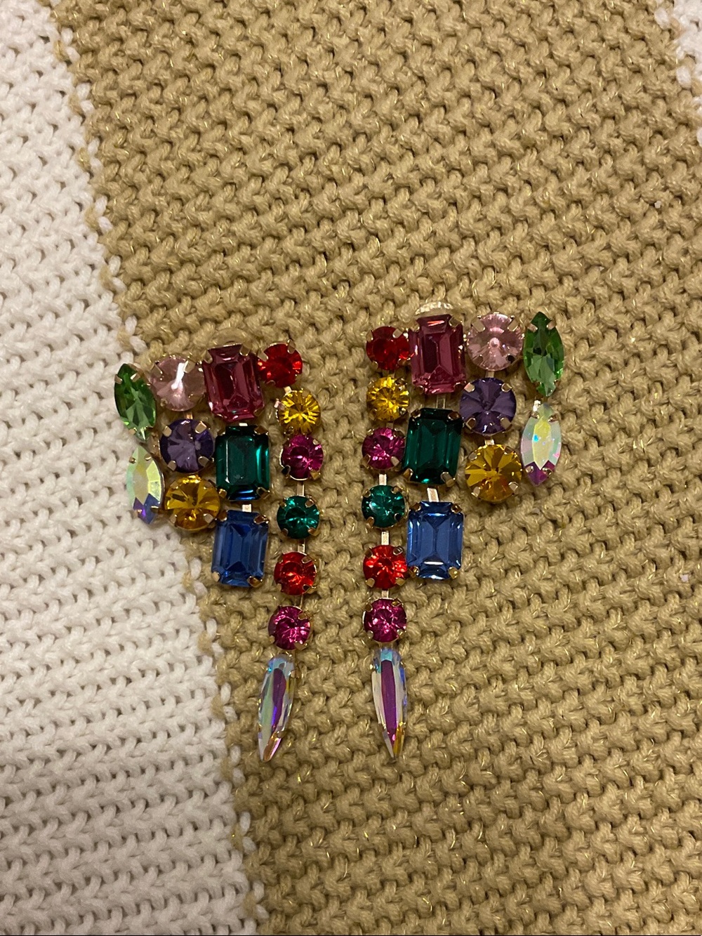 Vibrant Multicolor Crystal Drop Earrings - Colorful Statement Studs